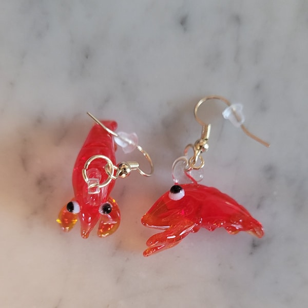 Glass Shrimp Earrings