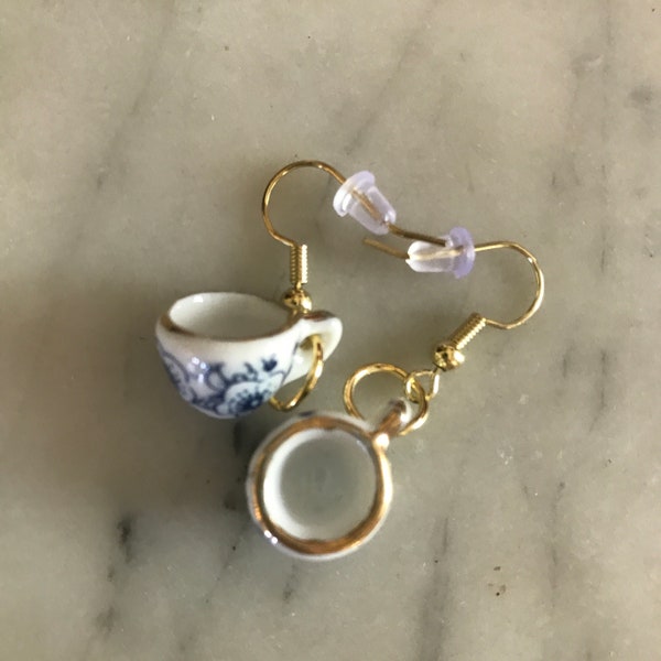 Blue Teacup Earrings