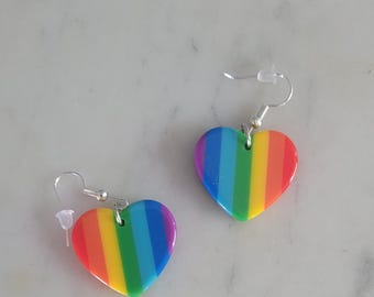 Harz Regenbogen Herz Ohrringe