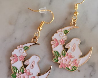 Rabbit moon earrings