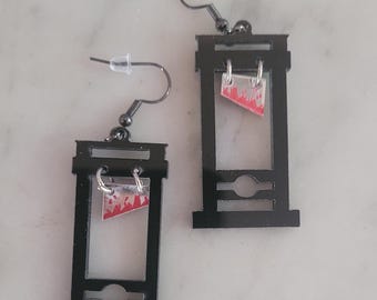 Guillotine Earrings: Quirky Statement Piece, Hypoallergenic Hooks
