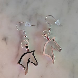 Silver horse earrings