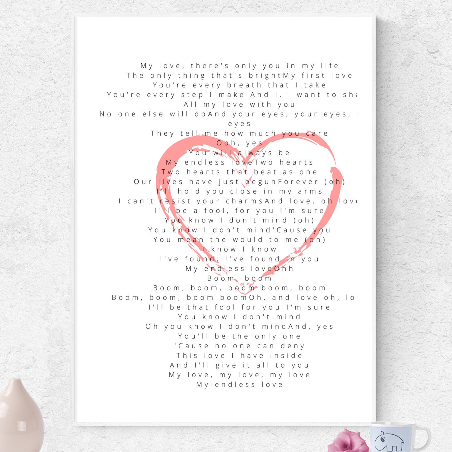 Endless Love Lyrics song Art Print printable DIY Etsy España