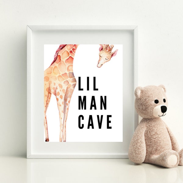 LIL Man Cave Giraffe Nursery Baby Newborn Print Printable DIY Pompass