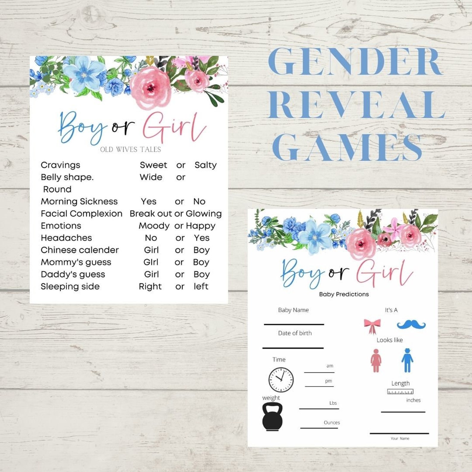 gender reveal baby shower game print it yourself diy etsy