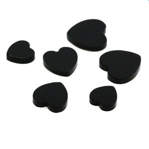 Natürlicher schwarzer Onyx Herzform 10mm flacher Cabochon Edelstein, schwarzer Onyx flacher Cabochon, schwarzer Onyx flacher Edelstein für die Schmuckherstellung, 2-teiliges Set