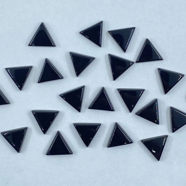 Natural Black Onyx Triangle Shape 10mm Flat Cabochon Gemstone, Triangle Cabs, Wholesale Loose Gemstone, 2 Pcs Set