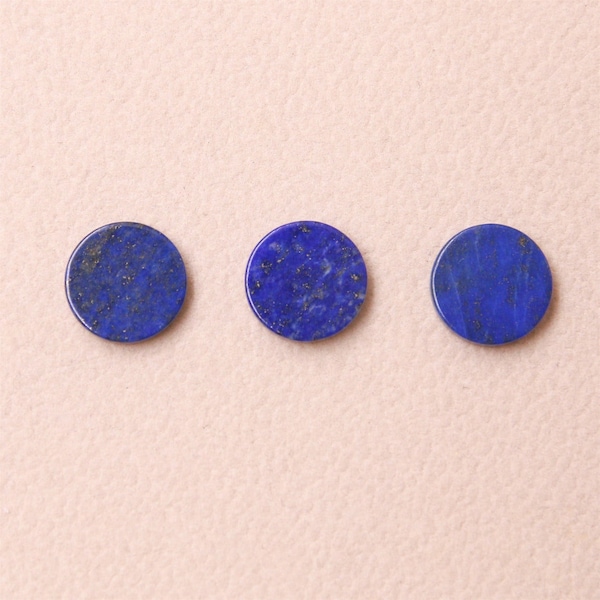 Natural Lapis Lazuli Round Shape Flat Disc Cabochon Gemstone, Lapis Lazuli Loose Gemstone for Jewelry Making, 2 Pcs set,