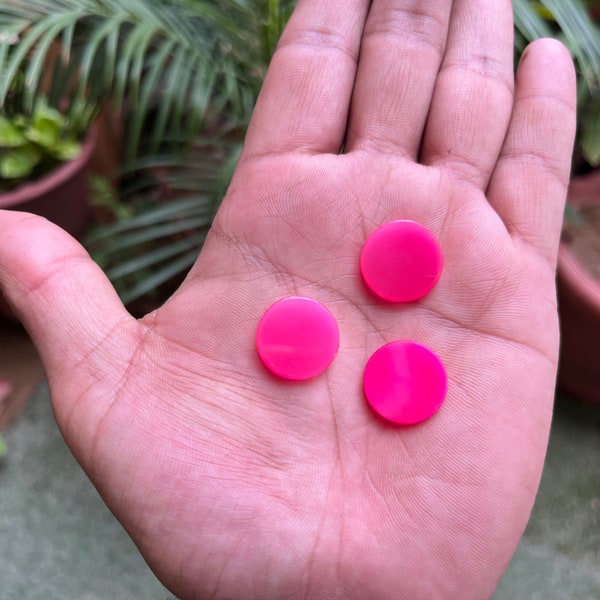 Hot Pink Chalcedony Round Flat Gemstone, Hot Pink Chalcedony Both Side Flat for Jewelry Making, All Sizes, Avl Gift, 2 Pcs Set