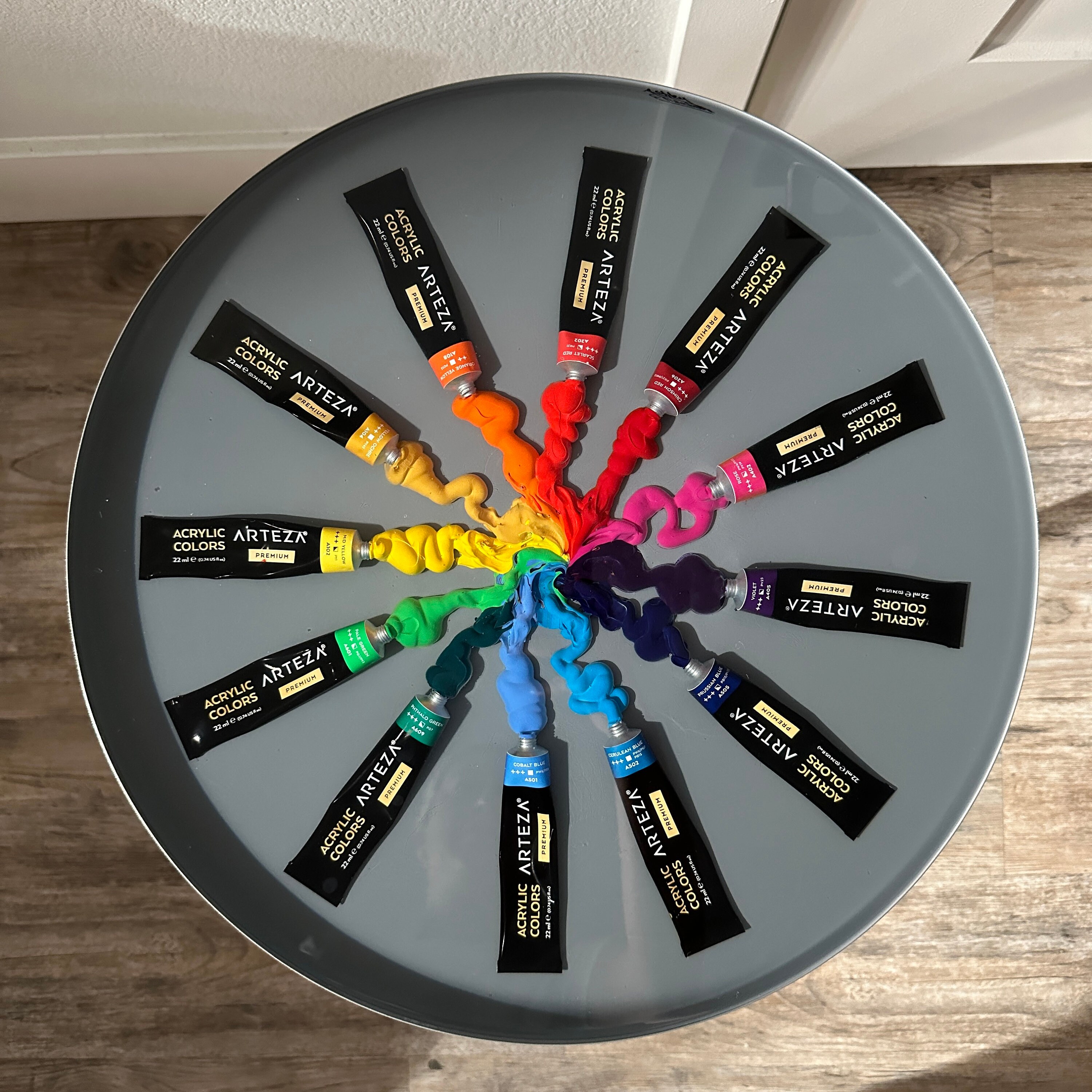 Color Wheel Table Acrylic Paint Resin Table Funky Furniture Etsy