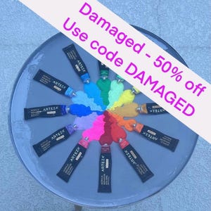 color wheel table, acrylic paint resin table, funky furniture, side table, art decor furniture - damaged