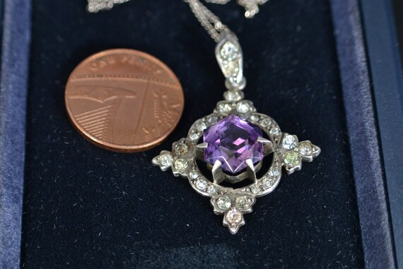 Victorian Sterling Silver Amethyst and Clear Past… - image 5