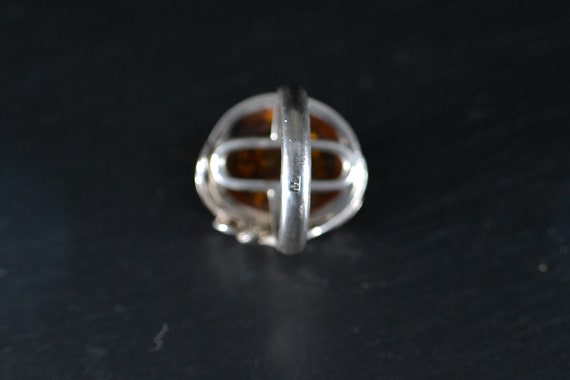 Vintage Polish 925 Amber Ring (S130) - image 8