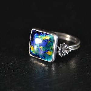 Signed 1930s Bernard Instone Silver Enamel Ring (S272)