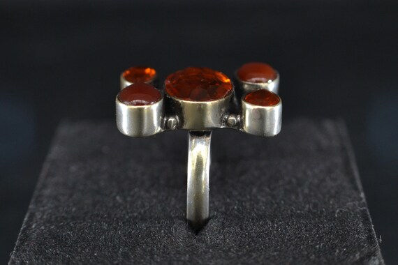 1960s Silver Paste Garnet Multi Gem Ring (S253) - image 10