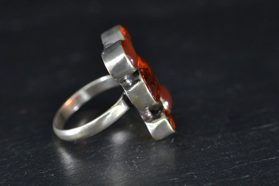 1960s Silver Paste Garnet Multi Gem Ring (S253) - image 5