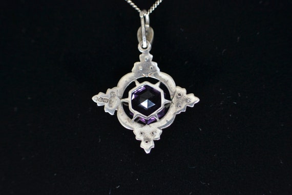 Victorian Sterling Silver Amethyst and Clear Past… - image 3