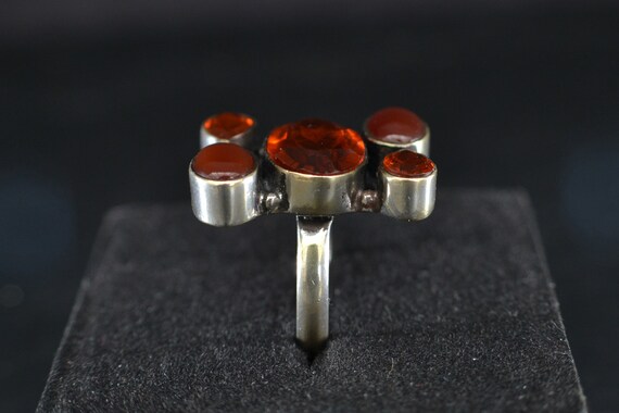 1960s Silver Paste Garnet Multi Gem Ring (S253) - image 8