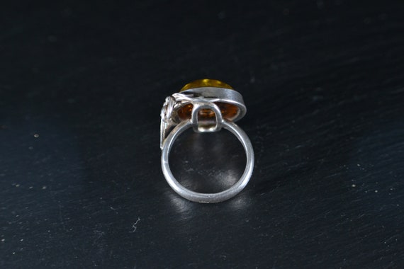 Vintage Polish 925 Amber Ring (S130) - image 6