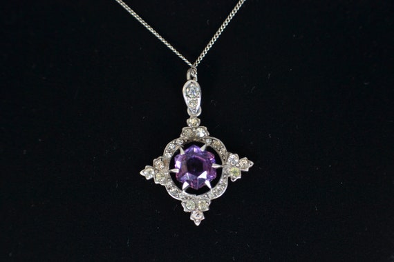 Victorian Sterling Silver Amethyst and Clear Past… - image 1