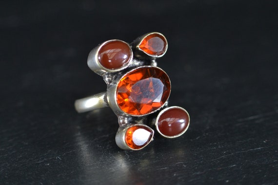1960s Silver Paste Garnet Multi Gem Ring (S253) - image 6