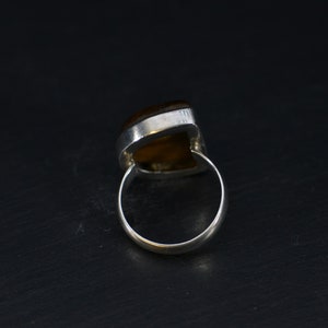 Solid Silver Tigers Eye Cabochon Statement Ring FS18 - Etsy