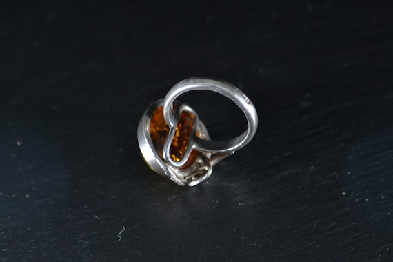Vintage Polish 925 Amber Ring (S130) - image 7