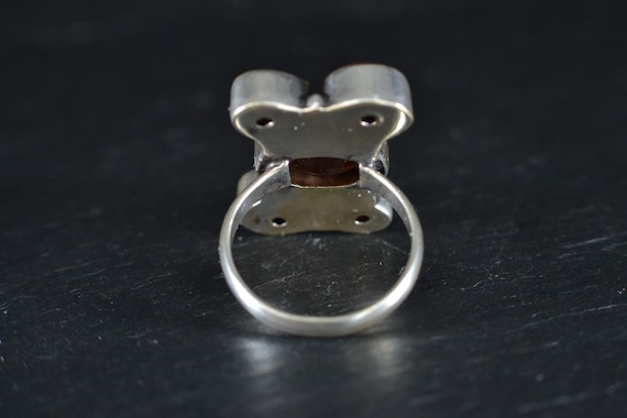 1960s Silver Paste Garnet Multi Gem Ring (S253) - image 4