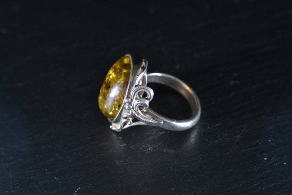 Vintage Polish 925 Amber Ring (S130) - image 4
