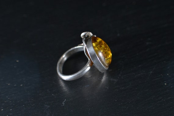 Vintage Polish 925 Amber Ring (S130) - image 5