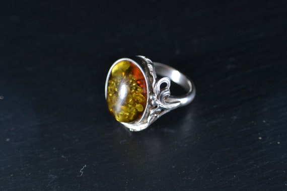 Vintage Polish 925 Amber Ring (S130) - image 1