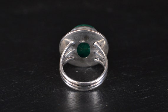 Large Silver Malachite Cabochon Panel Ring (S334) - image 4