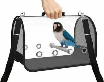 Portable Bird Carrier Travel Cage Transparent Breathable Folding Bag