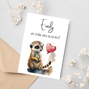 Baby card meerkat, card for birth, personalizable card for birth, birth card card birth baby, congratulations on the birth