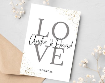 Personalized wedding card, wedding congratulations, wedding money gift, wedding card, greeting card, watercolor paper card