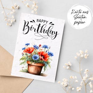 Plantable card made of handmade paper with flower seeds - Card Flowers - Seed paper - Flower Card - Birthday Card Birthday
