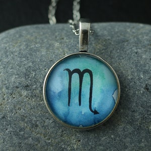 Personalizable necklace Zodiac sign Scorpio October - November - Horoscope necklace, lucky charm from self-painted watercolor painting