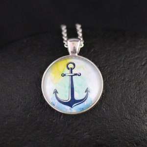 Ancre de chaîne faite à la main, ancre de chaîne, femme porte-bonheur, enfant porte-bonheur, motif maritime de l'aquarelle auto-peinte