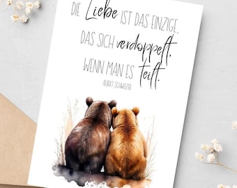 Love card, Bear card, Anniversary card, Wedding anniversary card, Valentine's Day card, Card with saying, Love card with saying, Love is