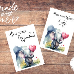 Carte bébé éléphant, carte de naissance, carte de naissance personnalisable, carte de naissance bébé, félicitations pour la naissance d'un éléphant