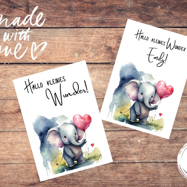 Baby card elephant, card for birth, personalizable card for birth, birth card card birth baby, congratulations on the birth of elephant