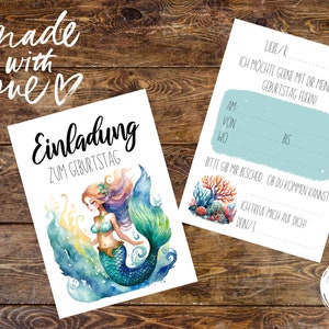 Invitation anniversaire enfant, invitation sirène, anniversaire enfant fille, fête sirène, invitation anniversaire fille, fête enfant