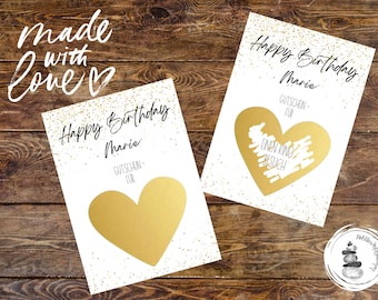 Birthday voucher, scratch-off voucher, voucher card, experience voucher, personalized voucher, scratch-off card voucher