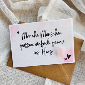 Karte mit Herz, Karte Geburtstag mit Glücksbringer aus Edelstein,, Karte Spruch, Beste Freundin Karte, Karte Freund, Karte Trauzeugin,