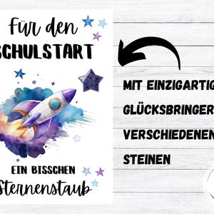 Karte zur Einschulung, Glückbringer zum Schulstart, Mutstein für Schule, Schulstart Geschenk, Geschenk Einschulung Glücksbringer