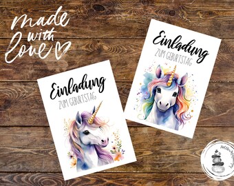 Children's birthday invitation, children's birthday invitation, unicorn invitation, unicorn party, children's birthday unicorn
