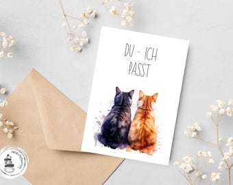 Love card, anniversary card, wedding anniversary card, Valentine's Day card, card with a saying, funny card, card with a funny saying, cat card