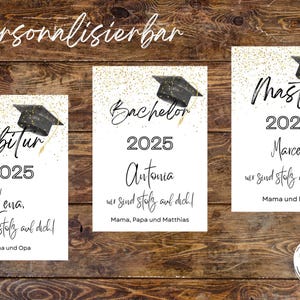 Karte zum Abschluss personalisiert, Glückwünsche Abitur, Karte Realschulabschluss, Karte Master, Abitur 2025 Geschenk, Glückwunschkarte Abi