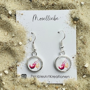Silver earrings with wine glasses, silver earrings hanging, earrings wine, watercolor white wine red wine, earrings Christmas, hanging earrings