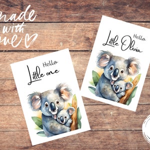 Babykaart koala, geboortekaart, aanpasbare geboortekaart, geboortekaart geboortebaby, koalakaart, gefeliciteerd met de geboorte